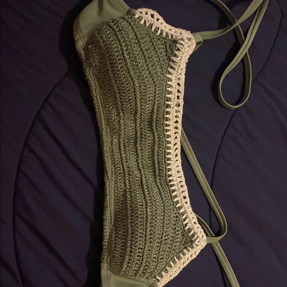Olive Green Crochet swim top